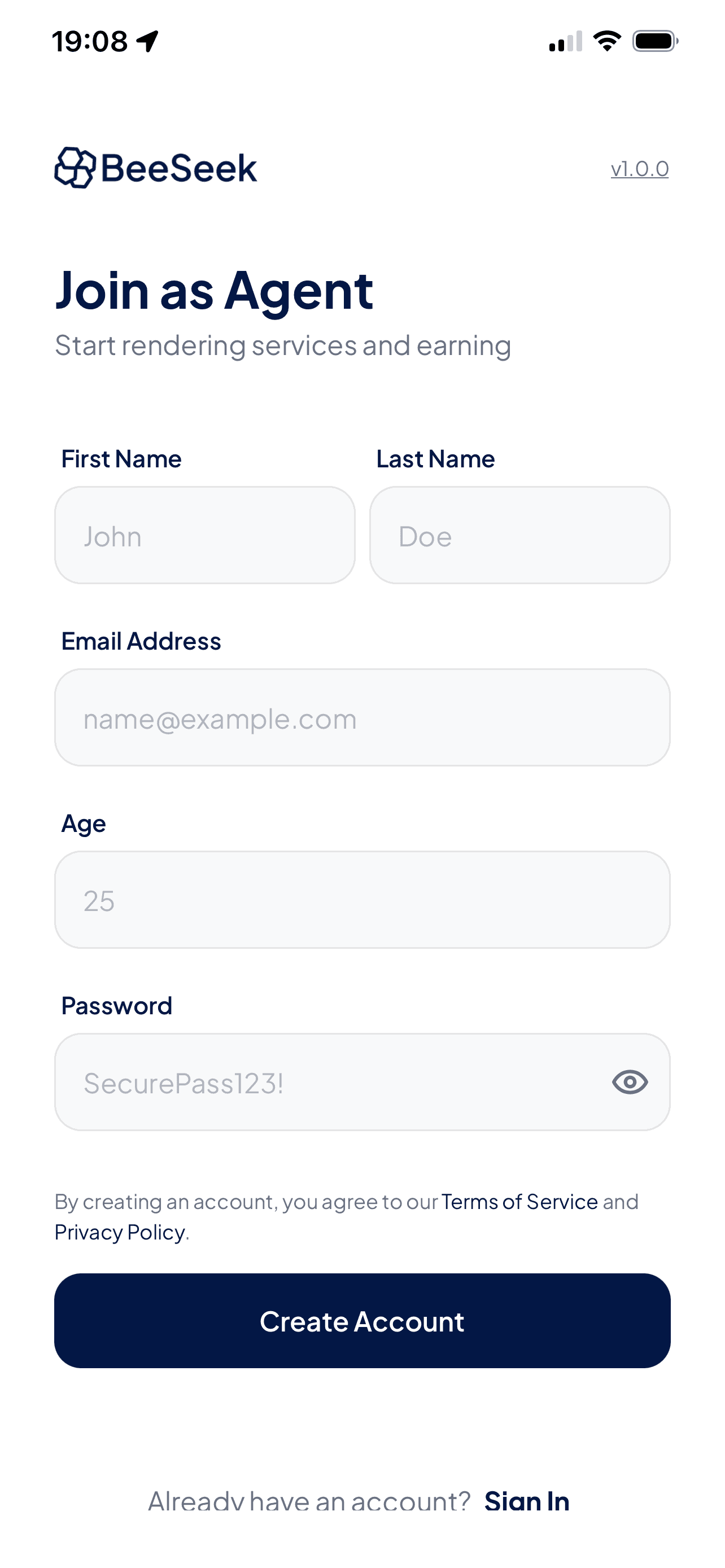 Sign up